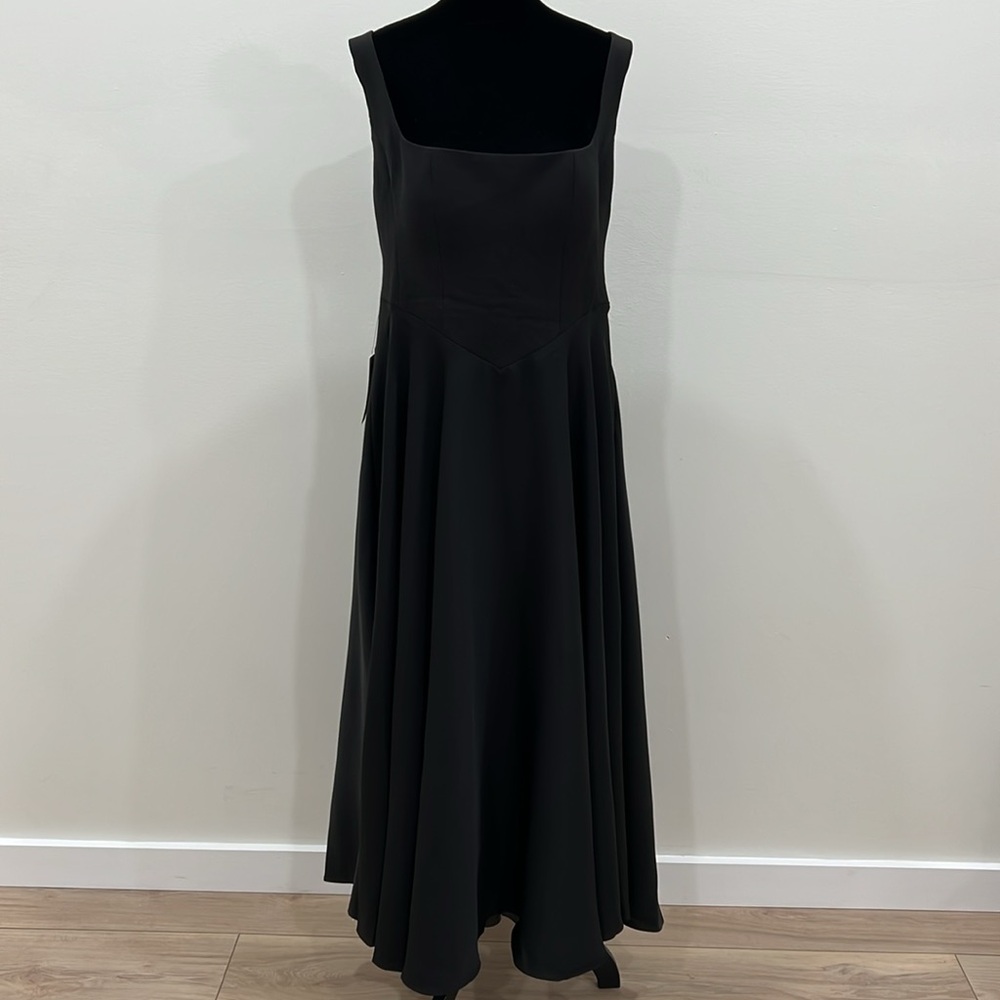 Classic Black Midi Dress - Elegant Square Neck - Picture 3 of 13